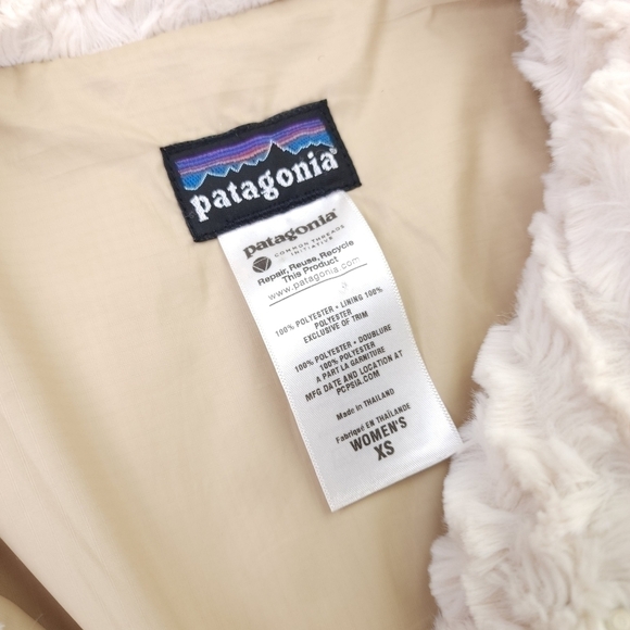Patagonia Cream Fringe Layered Fleece Coat Xs - Picture 3 of 15